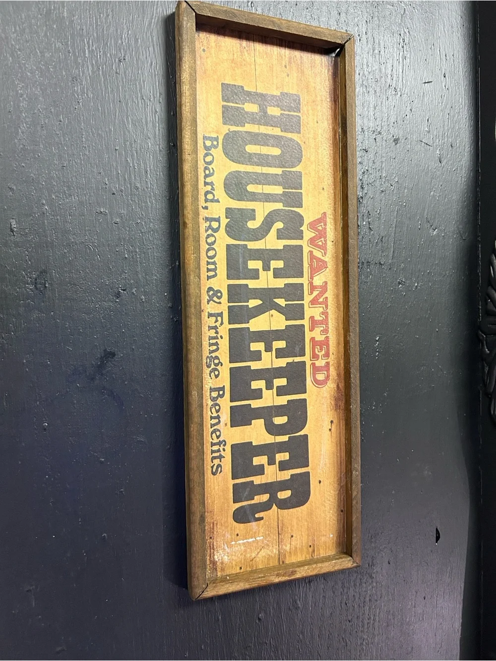 Vintage WANTED Housekeeper Funny Wood Sign | Western/CowboyMan Cave Deco